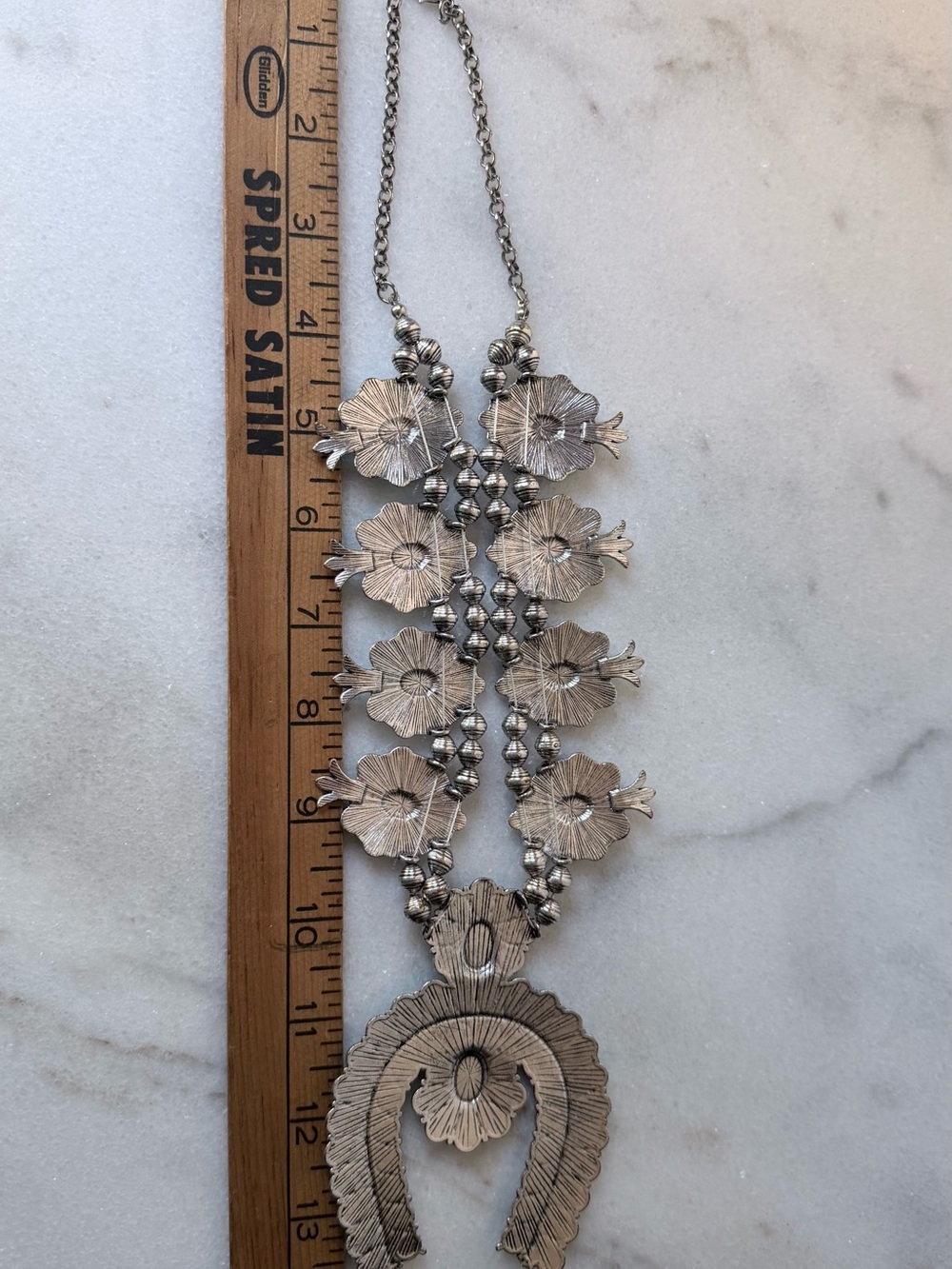 Western Squash Blossom Statement Necklace Western Naja pendant - Picture 7 of 8